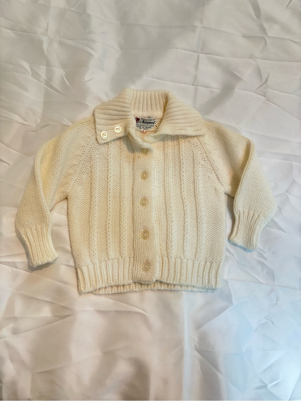 Vintage Newport Cream Knit Button-Up Sweater Cardigan 12-24m